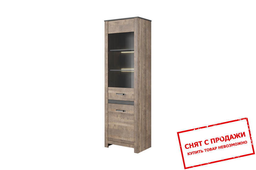 Витрина высокая Sand 2D1W/62 2-дверная Дуб санд гранж/матера