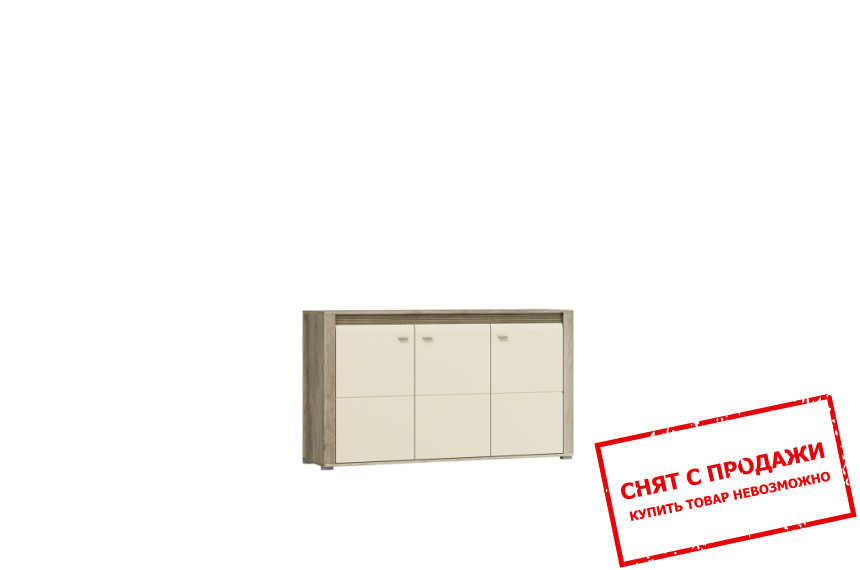 Комод Pari 3D/154 3-дверный Кантри серый/глянец