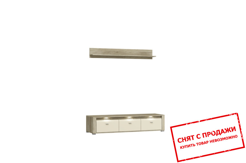 Тумба под ТВ 3D/154 Pari 3-дверная с полкой Кантри серый/глянец