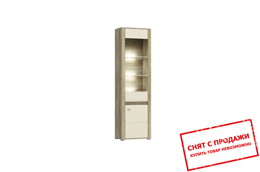 Витрина Pari 2D1W/60 2-дверная Кантри серый/глянец