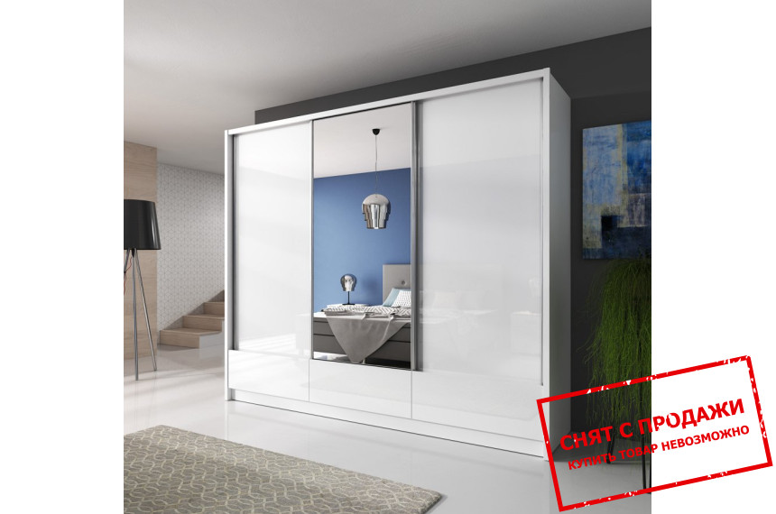 Шкаф-купе Арія I / Aria I 250 Perfect Home 3-дверный с зеркалом Белый/белый глянец