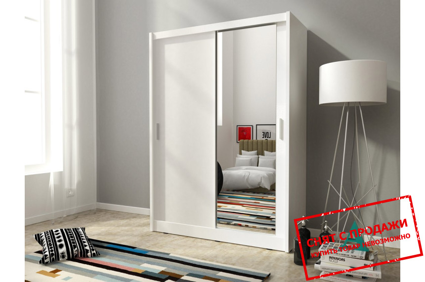 Шкаф-купе Мая / Maja 150 Perfect Home 2-дверный с зеркалом Белый