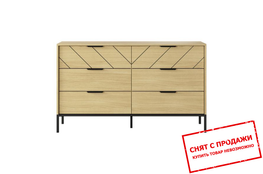 Комод Verso 6S/138 с 6 ящиками Дуб сканди/черный