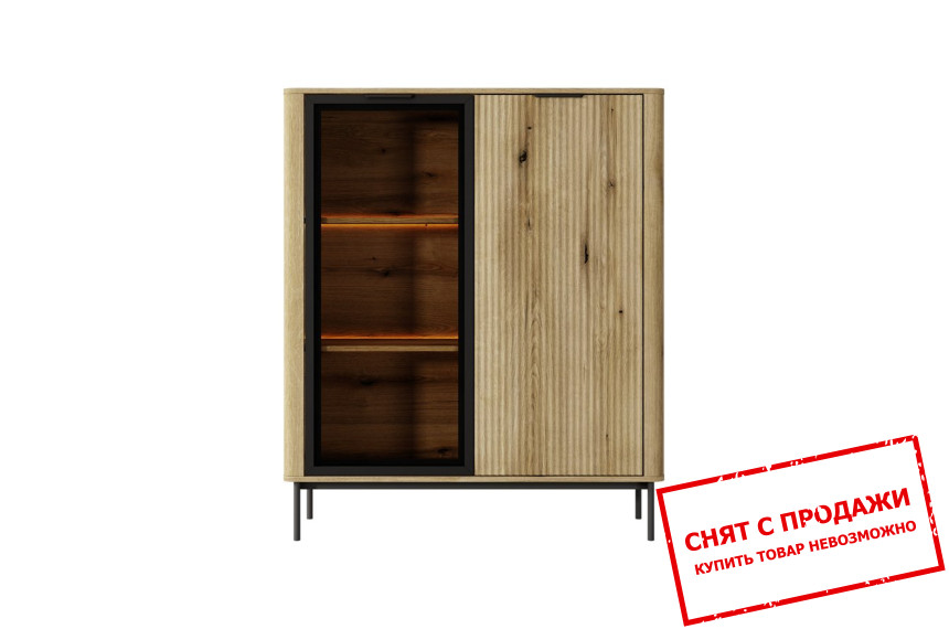 Витрина низкая с подсветкой Perfect Home Вилсон / Wilson 1D1W/113 2-дверная Дуб эвок