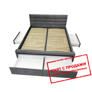 Кровать с мягким изголовьем (с ламелями и ящиками)...