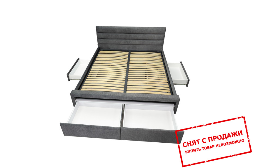 Кровать с мягким изголовьем (с ламелями и ящиками) 160015 Perfect Home двухспальная