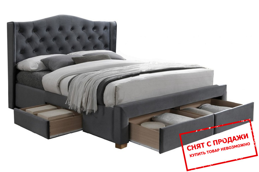 Кровать (с ламелями) Signal Aspen II 160x200 Velvet двуспальная Серый