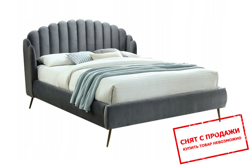 Кровать (с ламелями) Signal Calabria 160x200 Velvet двуспальная Серый