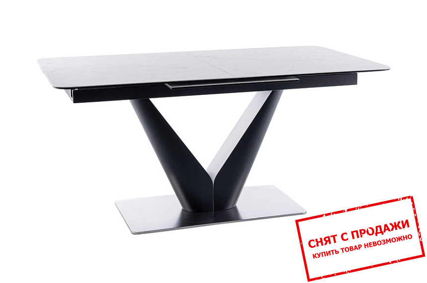 Стол раскладной Signal Canyon Ceramic 160x90/220 Белый мрамор/черный матовый