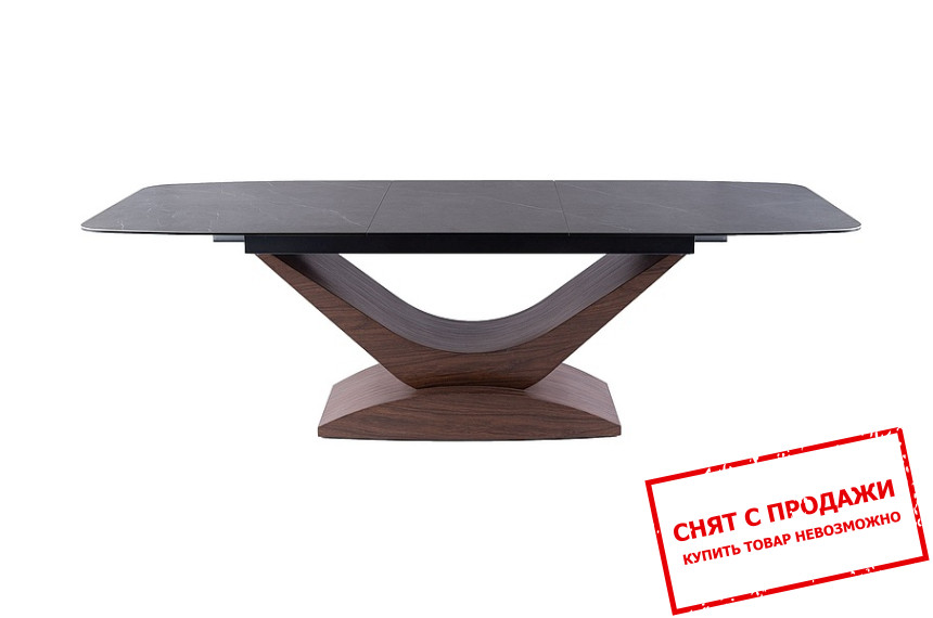 Стол раскладной Signal Dolce Ceramic 180x95/240 Серый эффект мрамора/орех