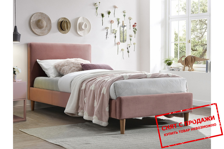 Кровать (с ламелями) Signal Acoma Velvet 90x200 односпальная Античный розовый