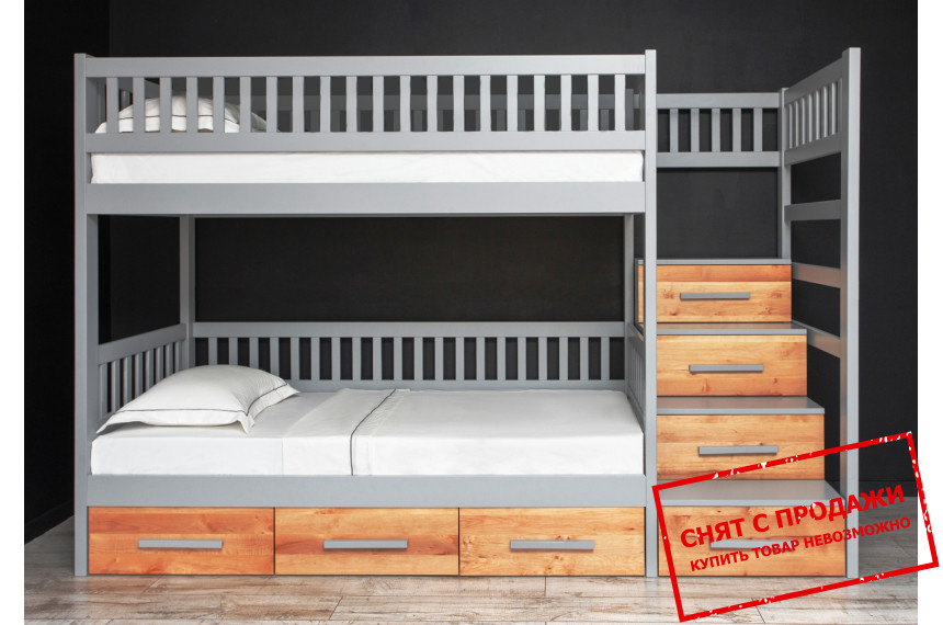 Кровать двухярусная деревянная Venger Владимир NEW с 7 ящиками