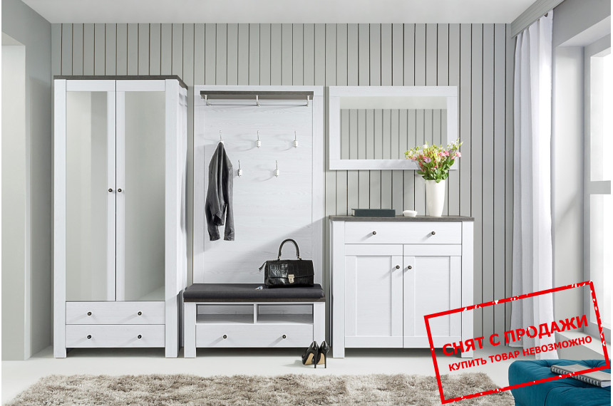 Набор мебели в прихожую Антверпен 1 / Antverpen 1 БРВ 4-дверный с 4 ящиками Ясень снежный/дуб мореный