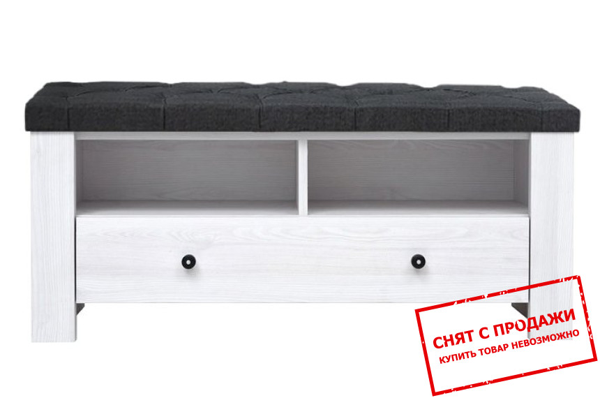 Тумба для прихожей Антверпен Люкс / Antverpen Lux 1S БРВ с 1 ящиком с сидушкой Ясень снежный/ткань ETNA 35
