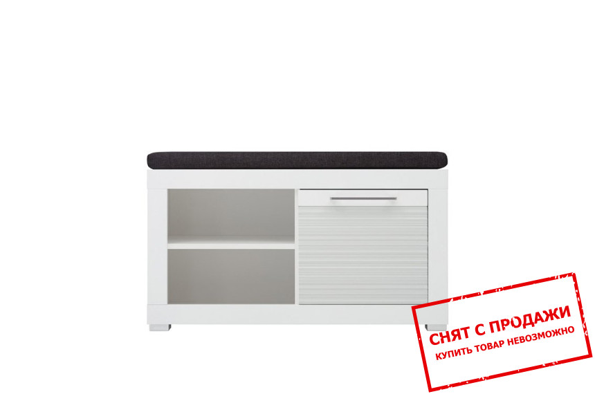 Тумба для обуви Флеймс Люкс / Flames Lux REG1D/5/9 БРВ 1-дверная Нимфеа альба/белый глянец/ткань ETNA 32