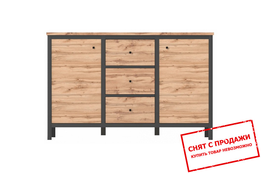 Комод Чос / Chos KOM2D3S Гербор 2-дверный с 3 ящиками Дуб тахо/черный