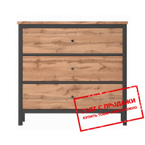 Комод Чос / Chos KOM3S Гербор с 3 ящиками Дуб тахо/черный