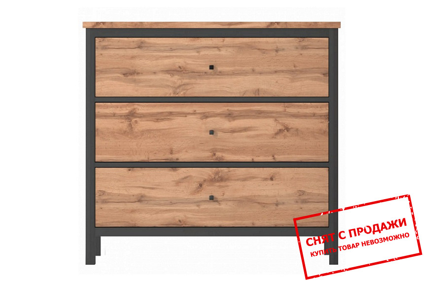 Комод Чос / Chos KOM3S Гербор с 3 ящиками Дуб тахо/черный