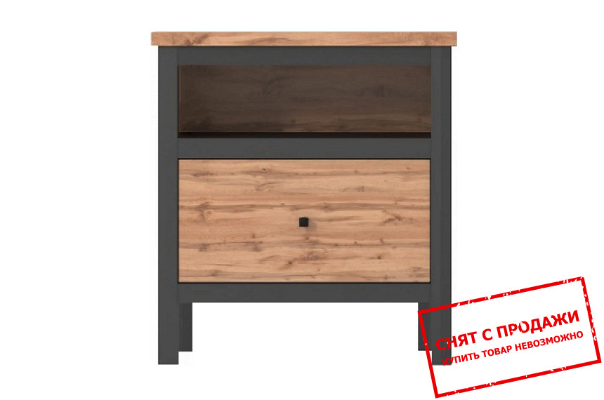 Тумба прикроватная Чос / Chos KOM1S Гербор с 1 ящиком Дуб тахо/черный