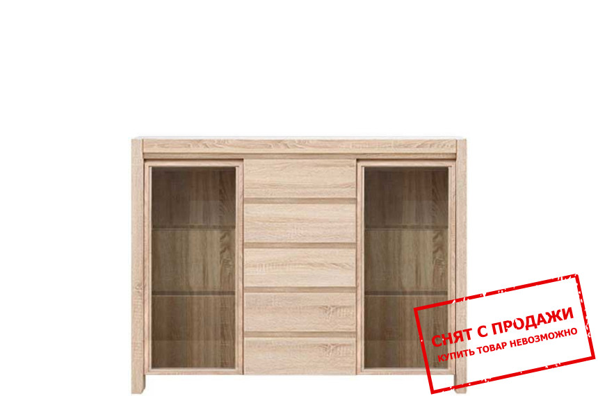 Витрина Каспиан / Kaspian KOM2W5S БРВ 2-дверная с 5 ящиками Дуб сонома