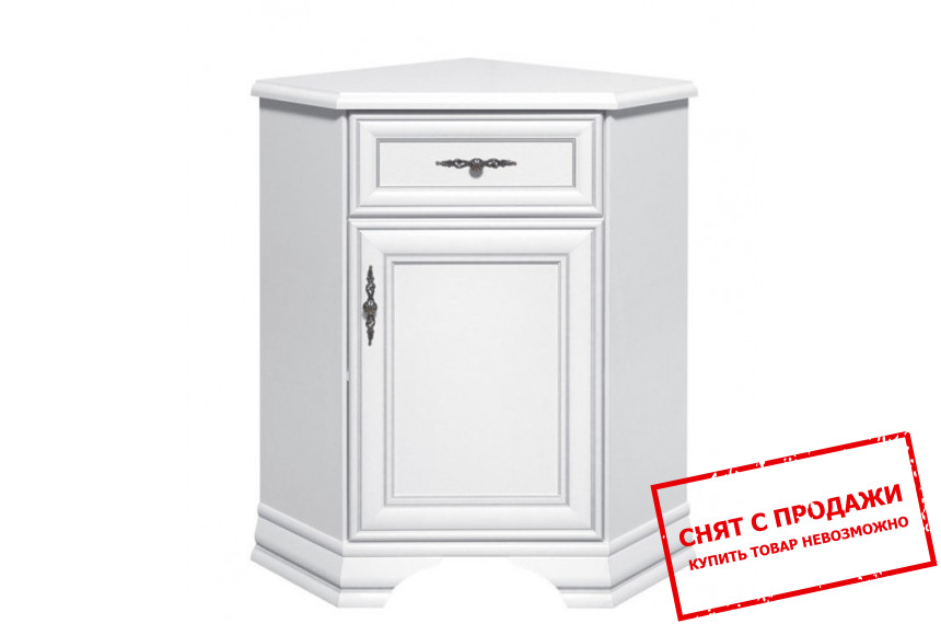 Тумба угловая Кентуки / Idento KOMN1D1S/P БРВ 1-дверная с 1 ящиком Белый альпийский