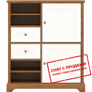 Тумба Лана / Lana KOM2D2S Гербор 2-дверная с 2 ящиками Орех верона/ясень снежный