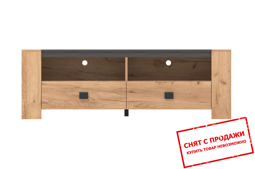 Тумба под ТВ Шелби / Shelbi RTV2S Гербор с 2 ящиками Дуб крафт золотой/ясень серфсайд железный