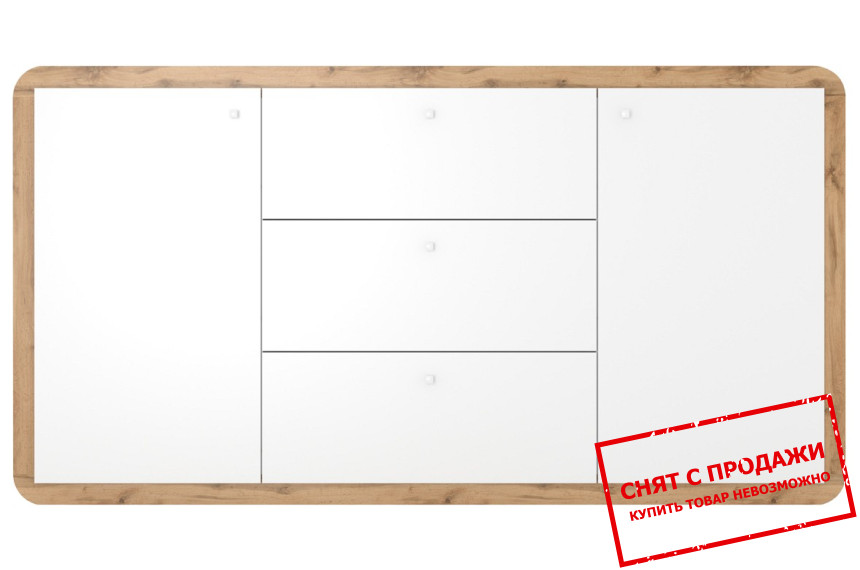 Комод Ски / Ski KOM2D3S Гербор 2-дверный с 3 ящиками Нимфеа альба/дуб аппалачи