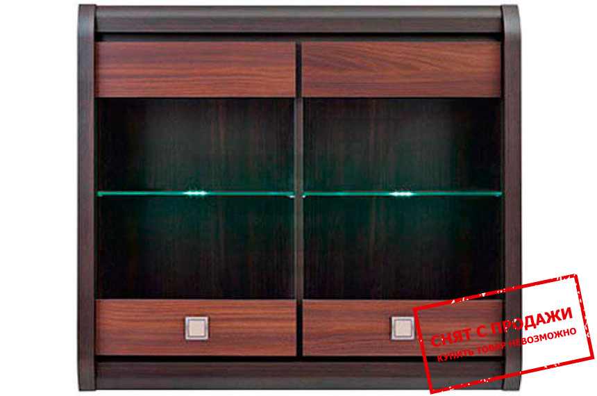 Витрина навесная Лорен / Loren SFW2W БРВ 2-дверная Дуб милано темный/акация мали бронза