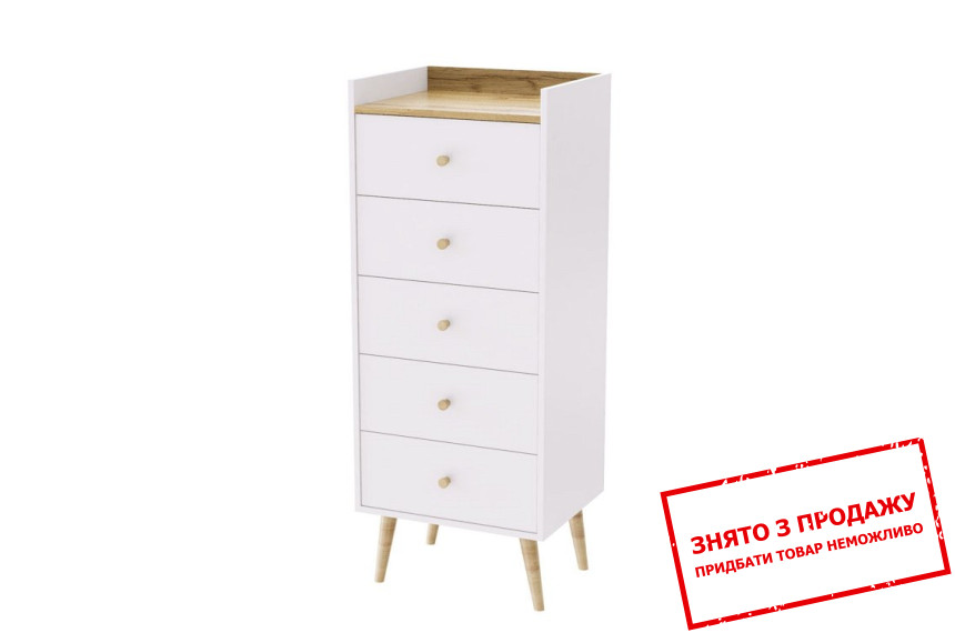 Комод Art in Head Asgard 5 з 5 шухлядами Білий діамант/дуб тахо