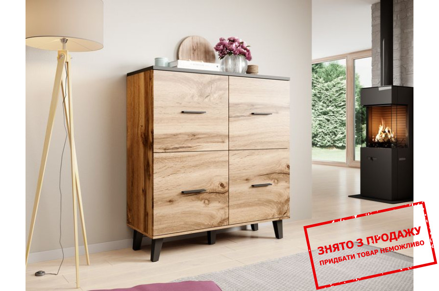 Комод Cama Lotta 110 4D 4-дверний Дуб вотан/чорний
