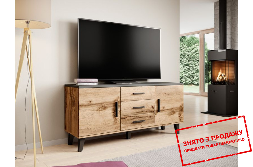 Комод Lotta 150 2D3S Cama 2-дверний з 3 шухлядами Дуб вотан/чорний