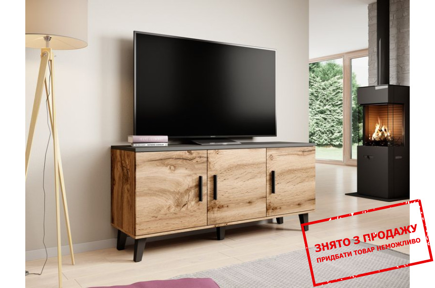 Комод Cama Lotta 150 3D 3-дверний Дуб вотан/чорний