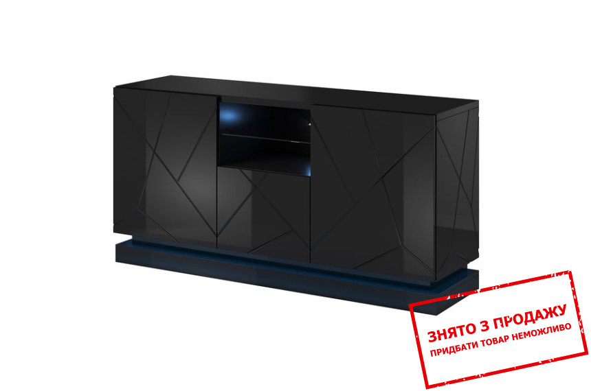 Комод Cama Qiu 2D1K 3-дверний Чорний глянець