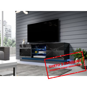 Тумба під ТВ Cama Qiu RTV160 2-дверна Чорний гляне...
