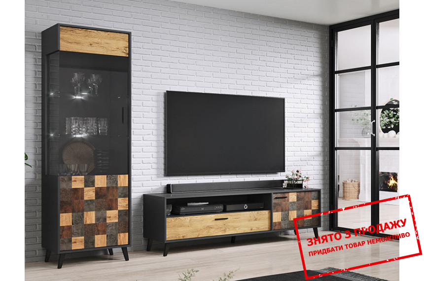 Стінка у вітальню Cama Soul 1 Антрацит декор