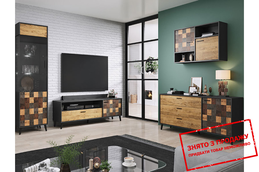 Стінка у вітальню Cama Soul 4 Антрацит декор