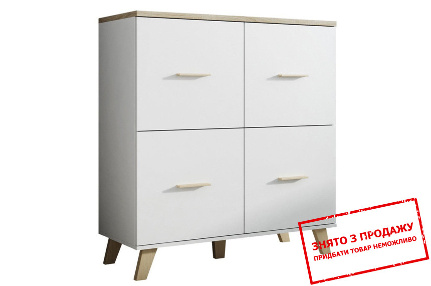 Комод Cama Lotta 110 4D 4-дверний Білий/дуб сонома