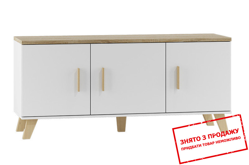 Комод Cama Lotta 150 3D 3-дверний Білий/дуб сонома