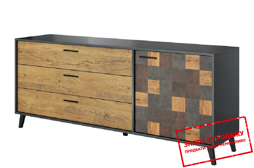 Комод Cama Soul 1D3S 1-дверний з 3 шухлядами Антрацит декор