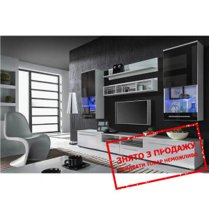 Стінка у вітальню Cama Luna Білий мат/чорний...