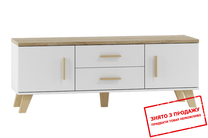 Тумба під ТВ Cama Lotta RTV140 2D2S 2-дверна з 2 шухлядами Білий/дуб сонома
