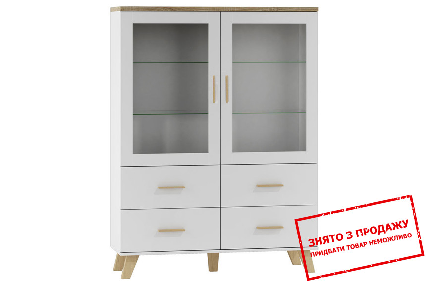 Вітрина Cama Lotta 120 2D4S 2-дверна з 4 шухлядами Білий/дуб cонома