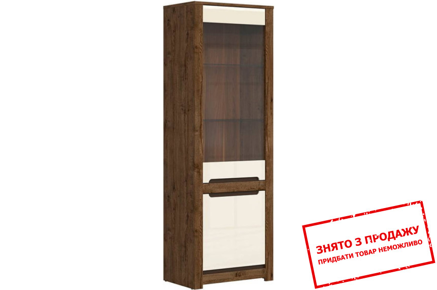 Вітрина Ruso REG1W1D BRW 2-дверна Дуб апріл/перламутр глянець