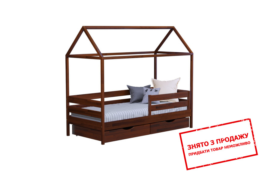 Ліжко будиночок дерев'яне Естелла Аммі 90х190 з 2 шухлядами з захисною планкою