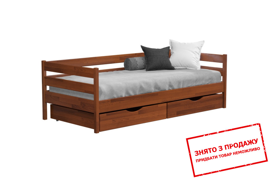 Ліжко дерев'яне (з ламелями) Естелла Нота 90x200 з 2 шухядами односпальне