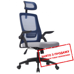 Крісло комп'ютерне Intarsio CLAUS Синій/сірий/чорн...