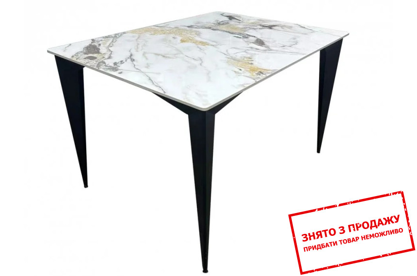 Стіл обідній Norman Ceramic Intarsio 120x90 Phoenix глянець/чорний каркас