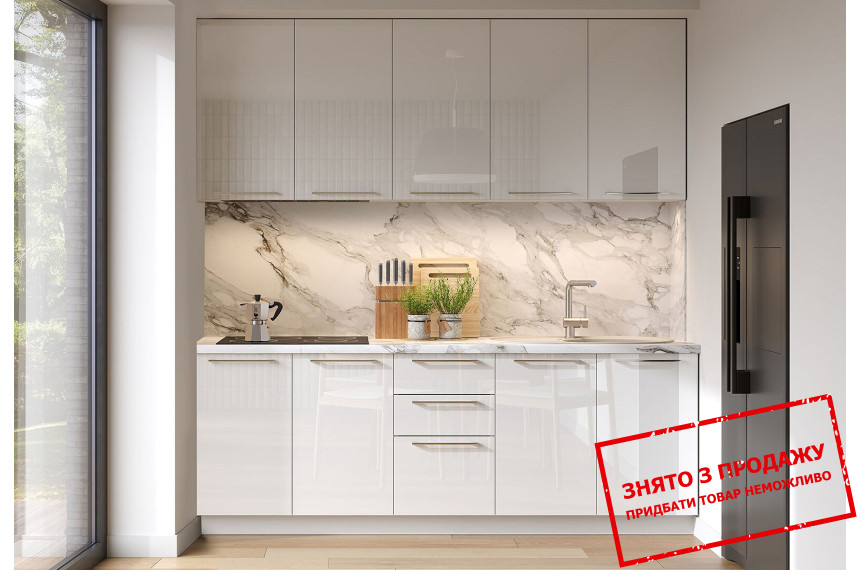 Кухня Глорі / Glory 2.0 зі столешнею MiroMark Білий/білий глянець