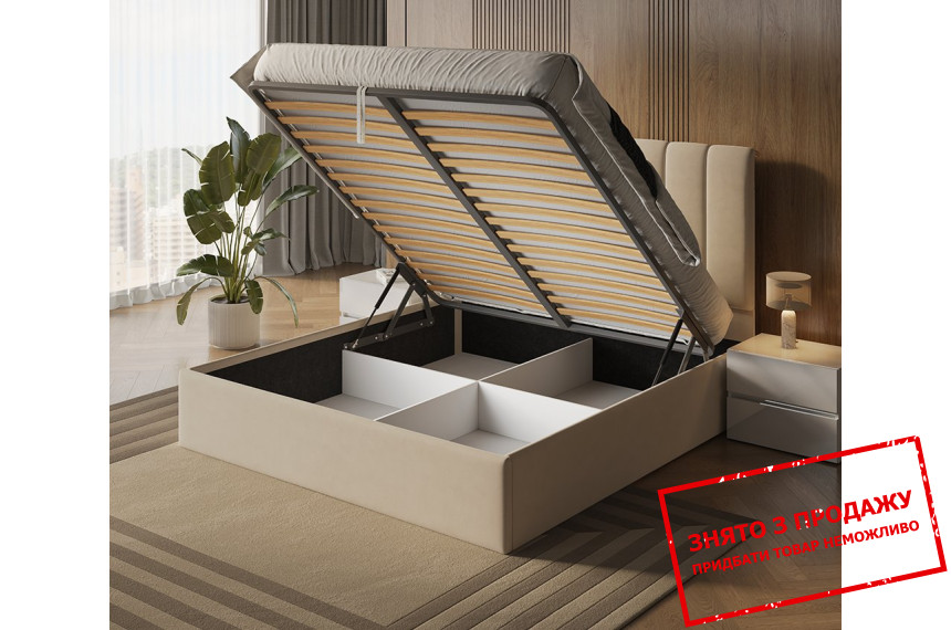 Ліжко з м'яким ізголів'ям (з підйомним механізмом) Діана / Diana 180 MiroMark двоспальне Бежевий велюр